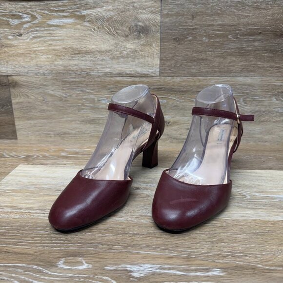 Alex Marie Patrice Plum Leather Ankle Strap Heels Women's Size 8.5 - Picture 1 of 7